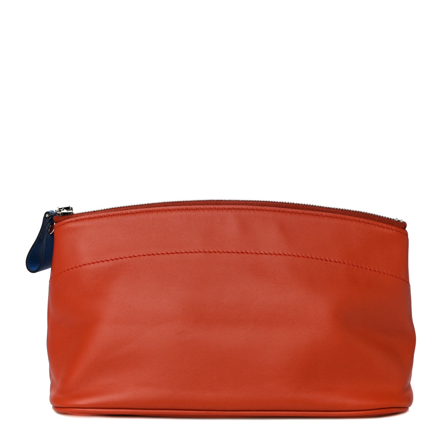 Hermes Lambskin Swift Tohubohu Pouch MM Cornaline Bleu Zellige 1 of 13