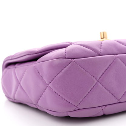 Chanel Lambskin Quilted Mini Lacquered Chain Flap Purple 9 of 10