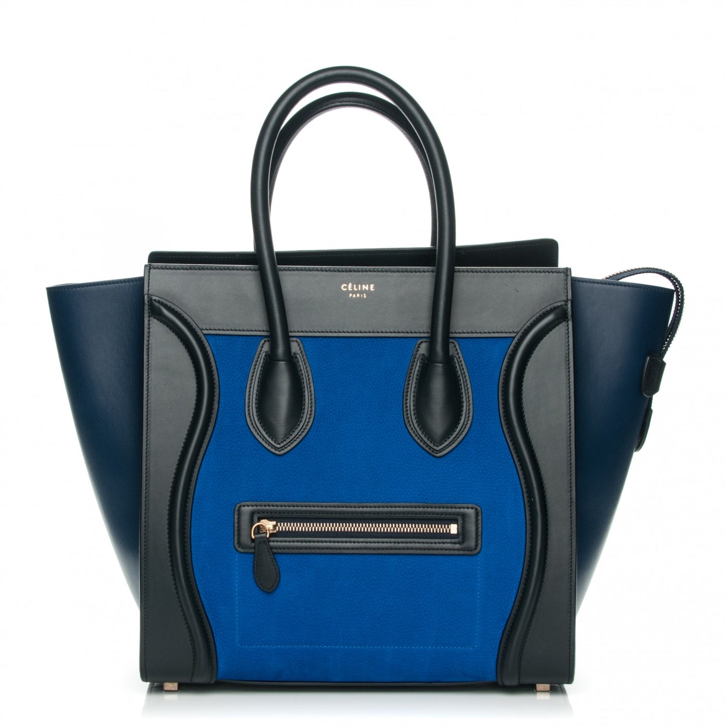 Nubuck Smooth Calfskin Mini Tri-Color Luggage Bright Blue