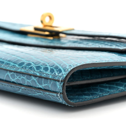 Hermes Shiny Alligator Kelly Longue Wallet Bleu Izmir 8 of 11