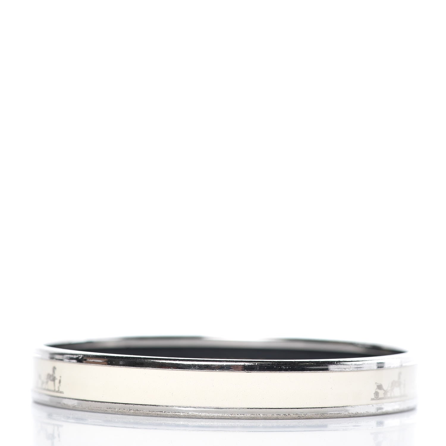 Hermes Enamel Printed Narrow Caleche Bracelet 65 White 3 of 6