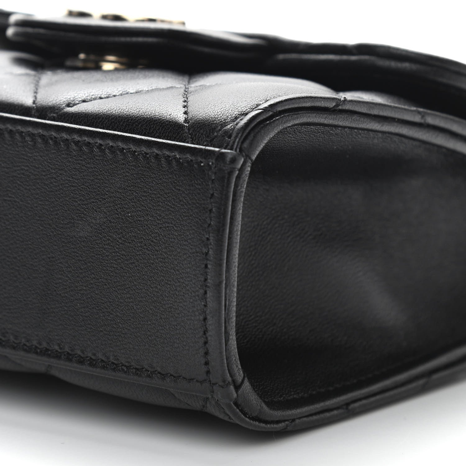 Chanel Lambskin Quilted Top Handle Flap Clutch With Chain Black 10 of 10