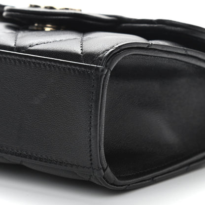 Chanel Lambskin Quilted Top Handle Flap Clutch With Chain Black 10 of 10