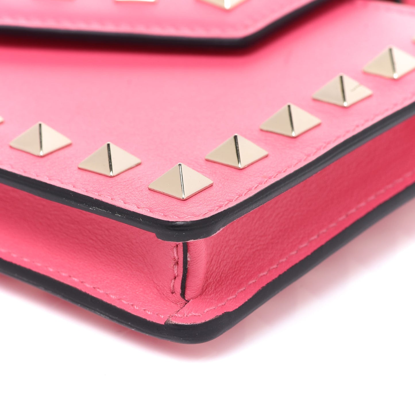 Calfskin Rockstud Phone Case With Chain Shadow Pink