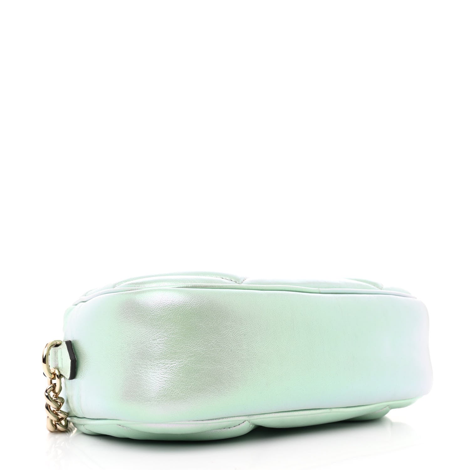 Gucci Iridescent Nappa Chevron Matelasse Small GG Marmont Chain Shoulder Bag Iridescent Salvy Green 4 of 11
