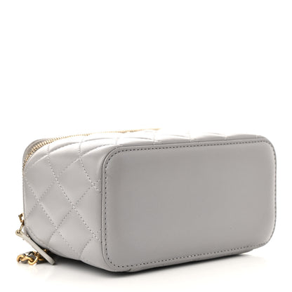 Chanel Lambskin Quilted Small Pearl Crush Vanity Case With Chain Grey 4 of 11