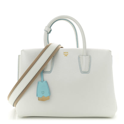 MCM Grained Calfskin Medium Milla Tote White Flake 1 of 12