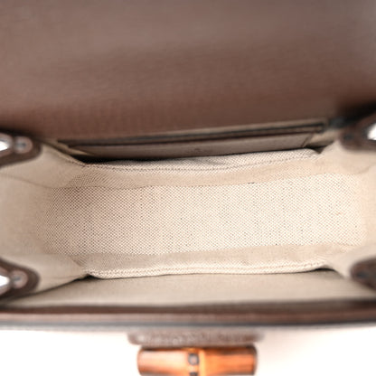Gucci Monogram Jumbo GG Textured Dollar Calfskin Web Mini Bamboo 1947 Top Handle Bag Camel Ebony New Acero 5 of 9