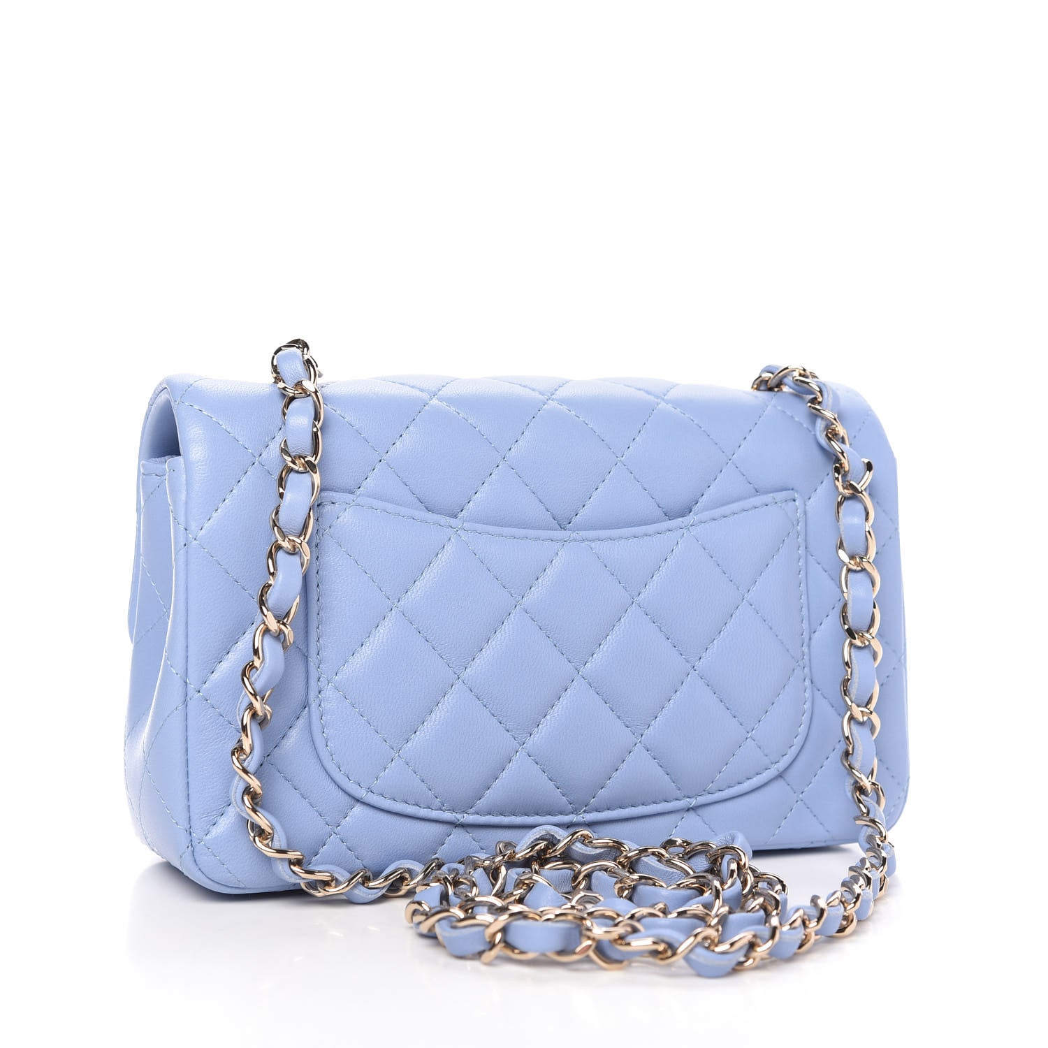 Chanel Lambskin Quilted Mini Rectangular Flap Light Blue 3 of 11