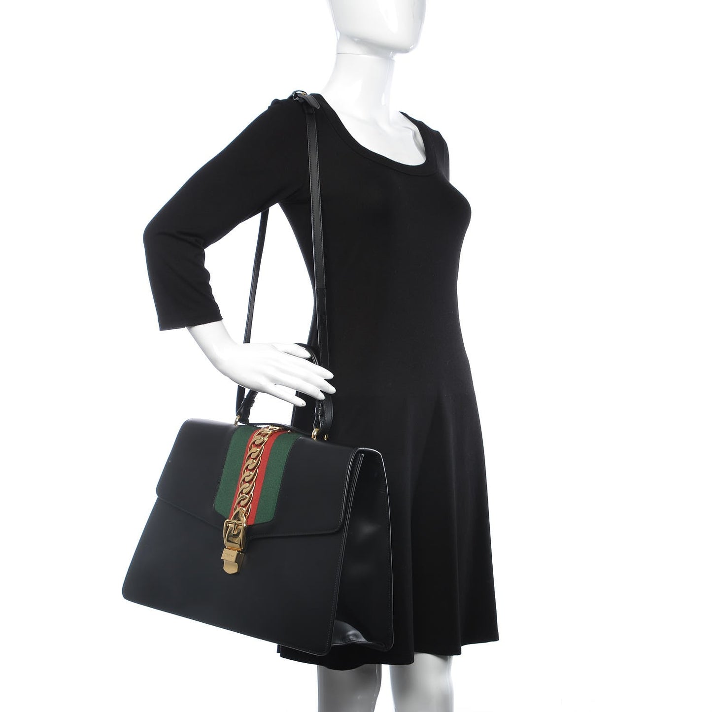 Calfskin Maxi Sylvie Top Handle Bag Black