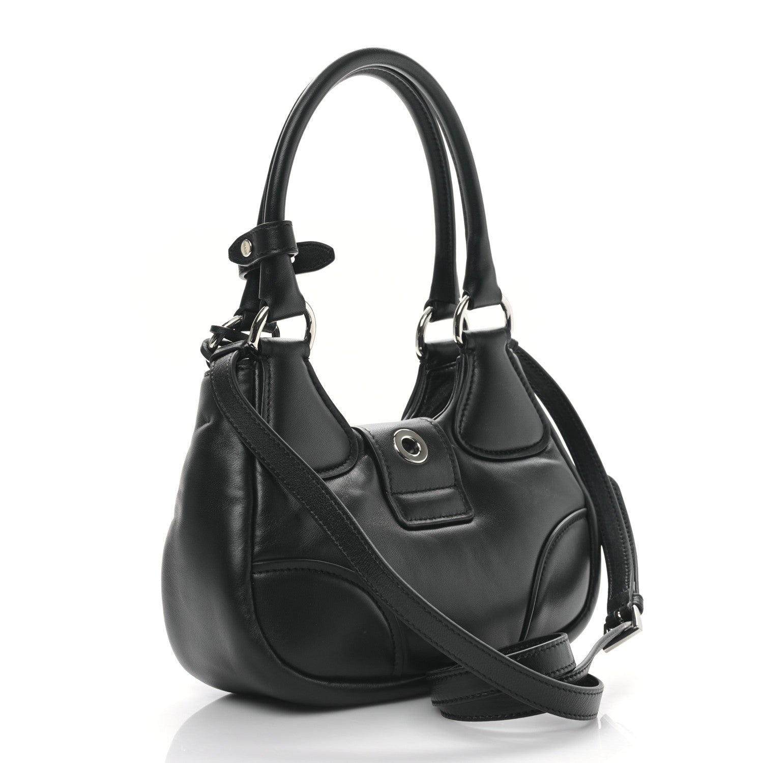 Prada Nappa Soft Padded Re-Edition 2002 Moon Bag Black 3 of 8