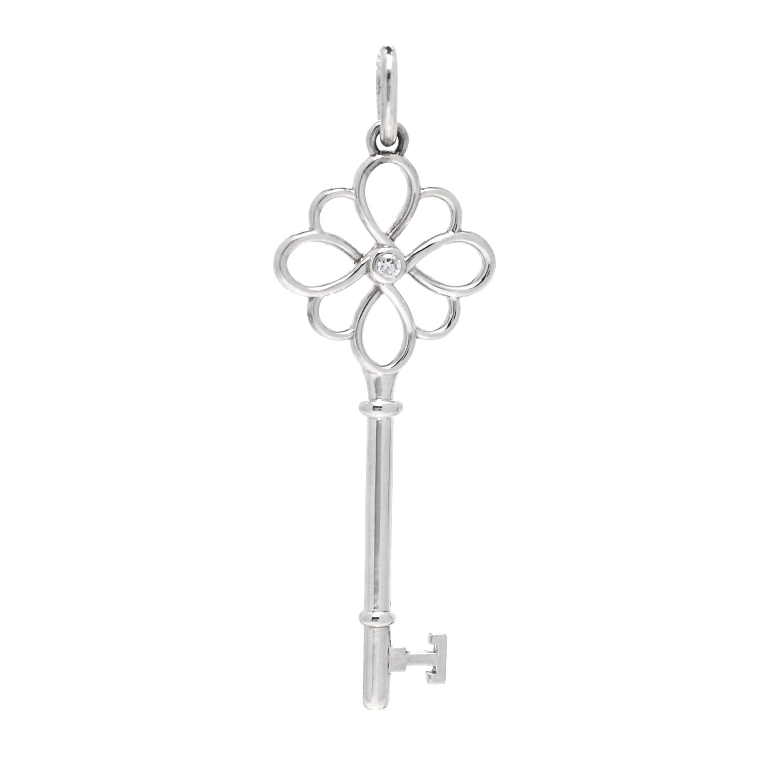 Tiffany Sterling Silver Diamond Knot Key Pendant 1 of 4