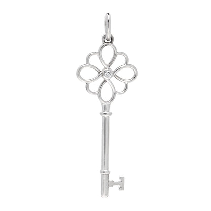 Tiffany Sterling Silver Diamond Knot Key Pendant 1 of 4