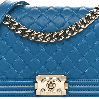 Chanel Lambskin Quilted Medium Boy Flap Blue 7 of 9