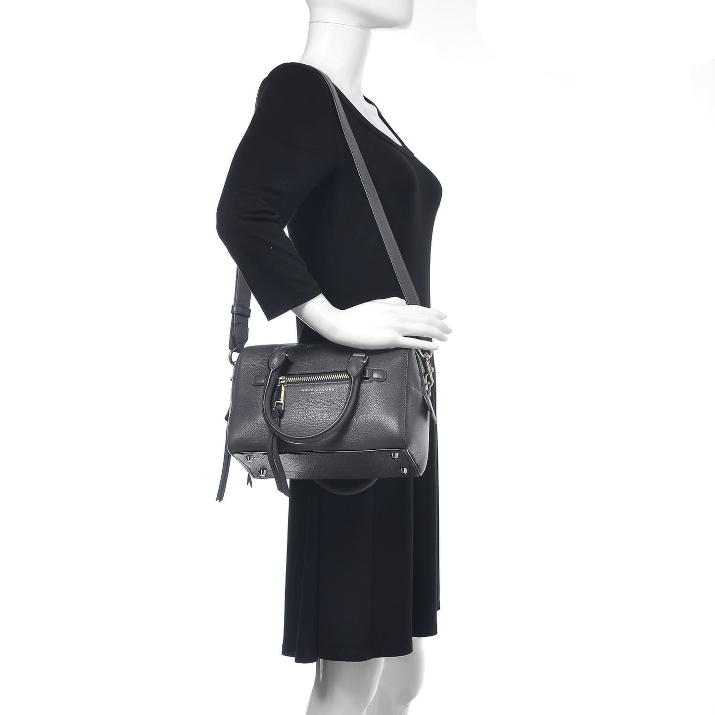 Calfskin Recruit Bauletto Satchel Tote Bag Grey