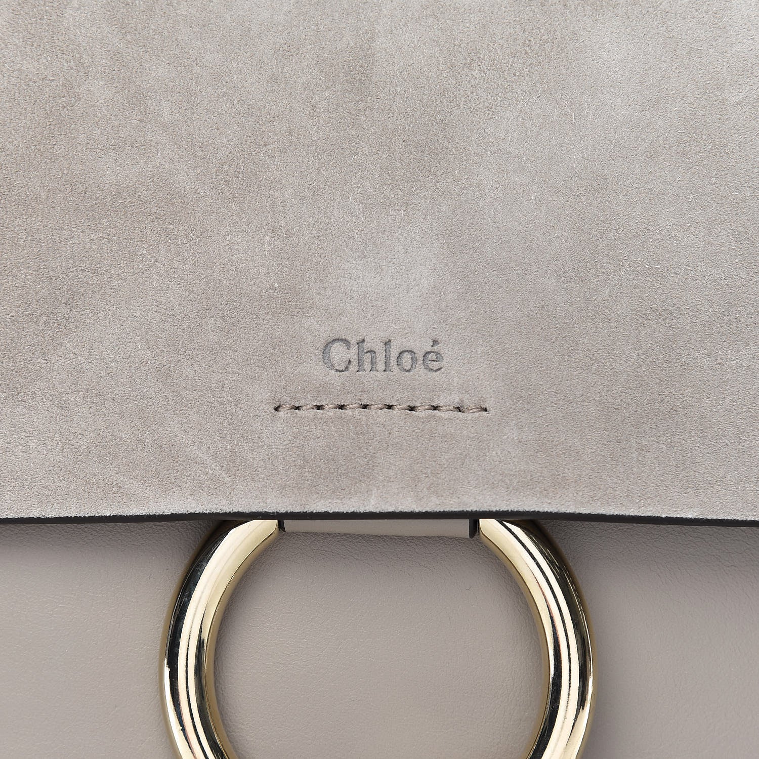 Chloe Calfskin Suede Medium Faye Shoulder Bag Motty Grey 10 of 10