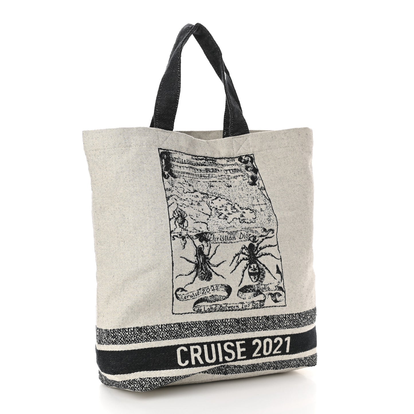 Canvas Print Cruise Tote Ivory Black