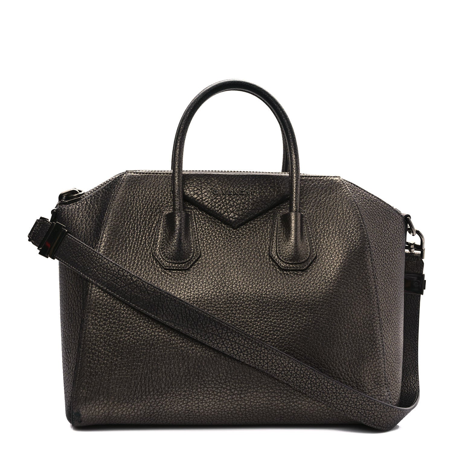 Givenchy Metallic Sugar Goatskin Medium Antigona Gunmetal 1 of 12