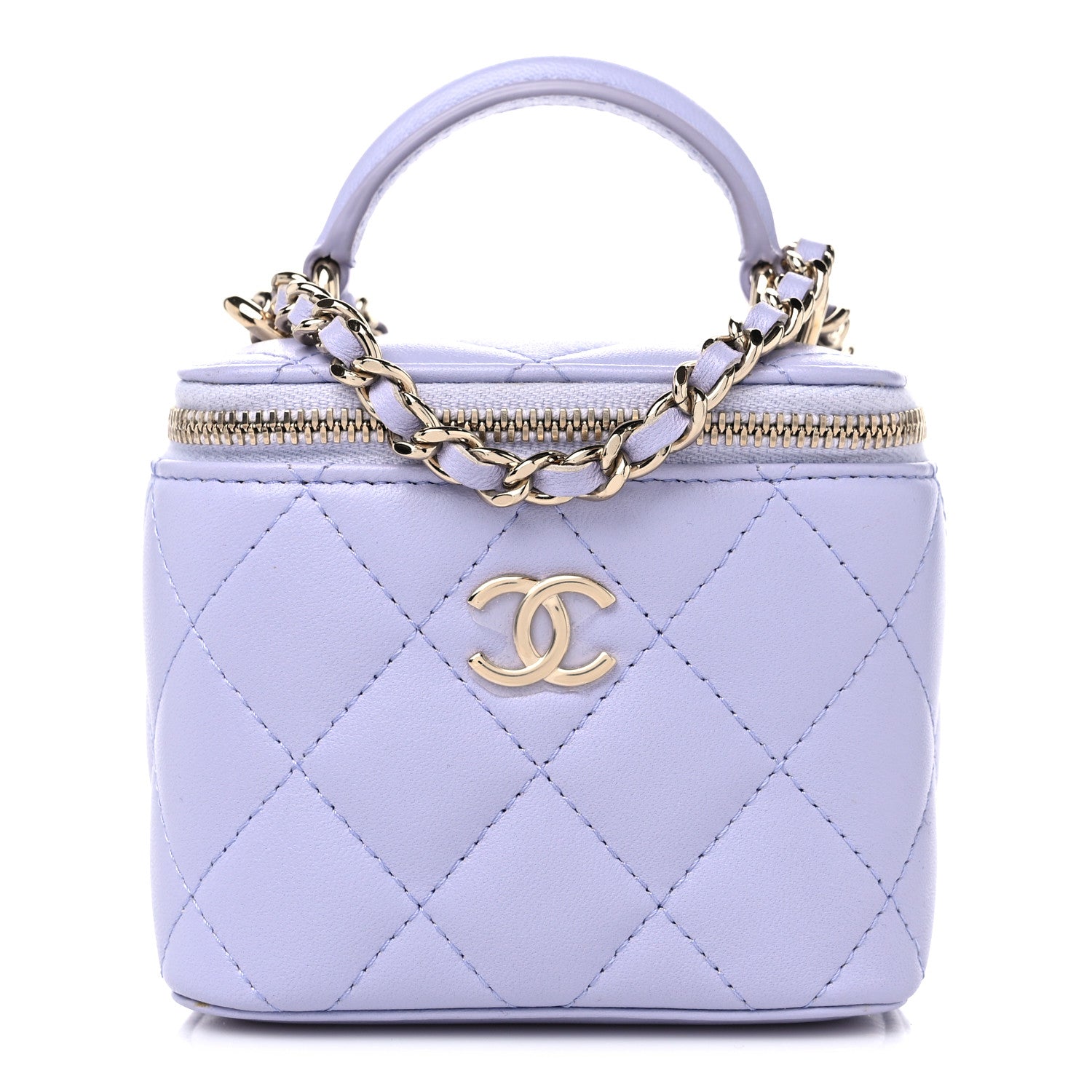 Chanel Lambskin Quilted Top Handle Mini Vanity Case With Chain Light Purple 1 of 9