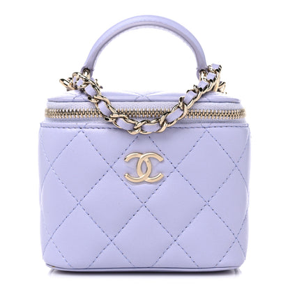 Chanel Lambskin Quilted Top Handle Mini Vanity Case With Chain Light Purple 1 of 9