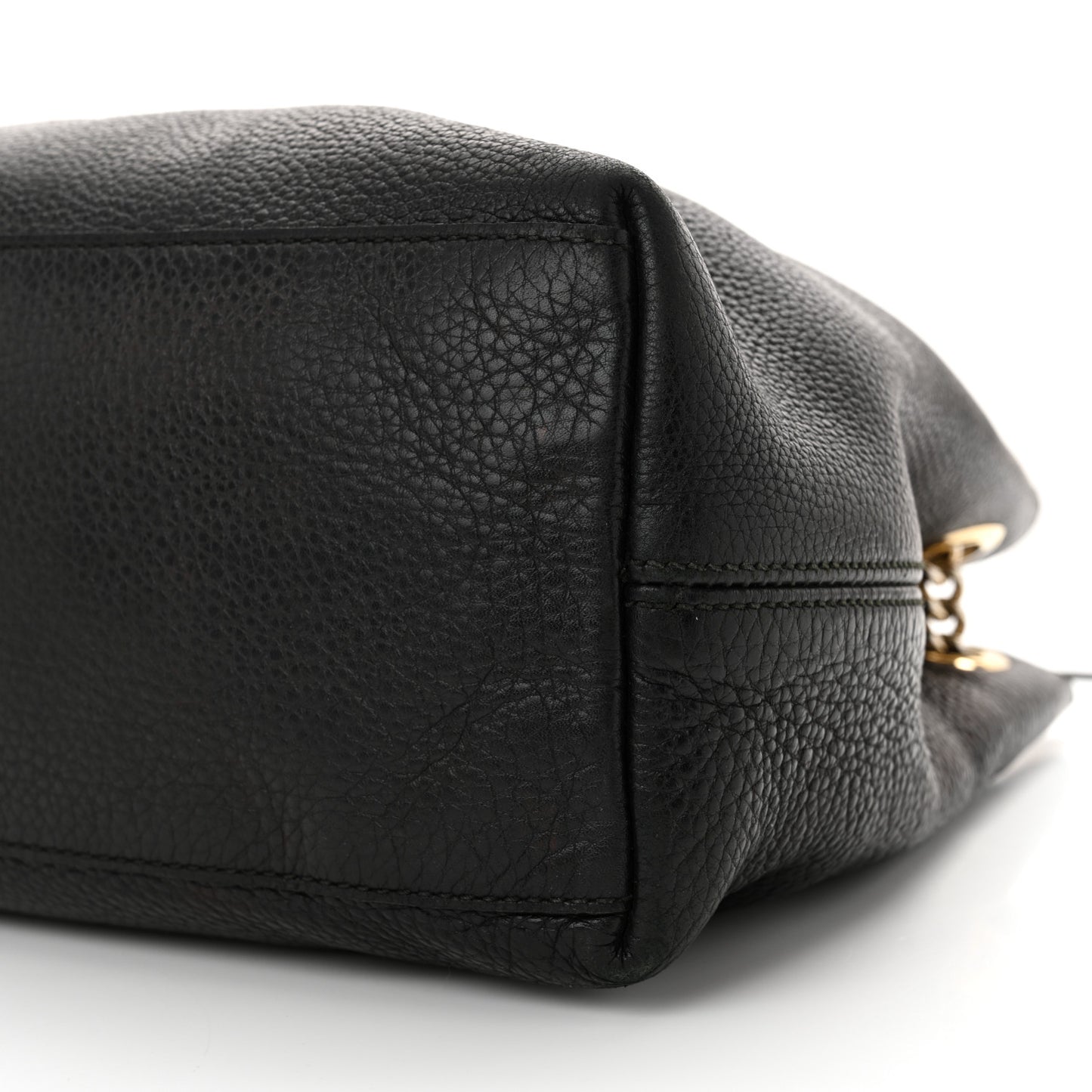 Pebbled Calfskin Medium Soho Chain Shoulder Bag Black