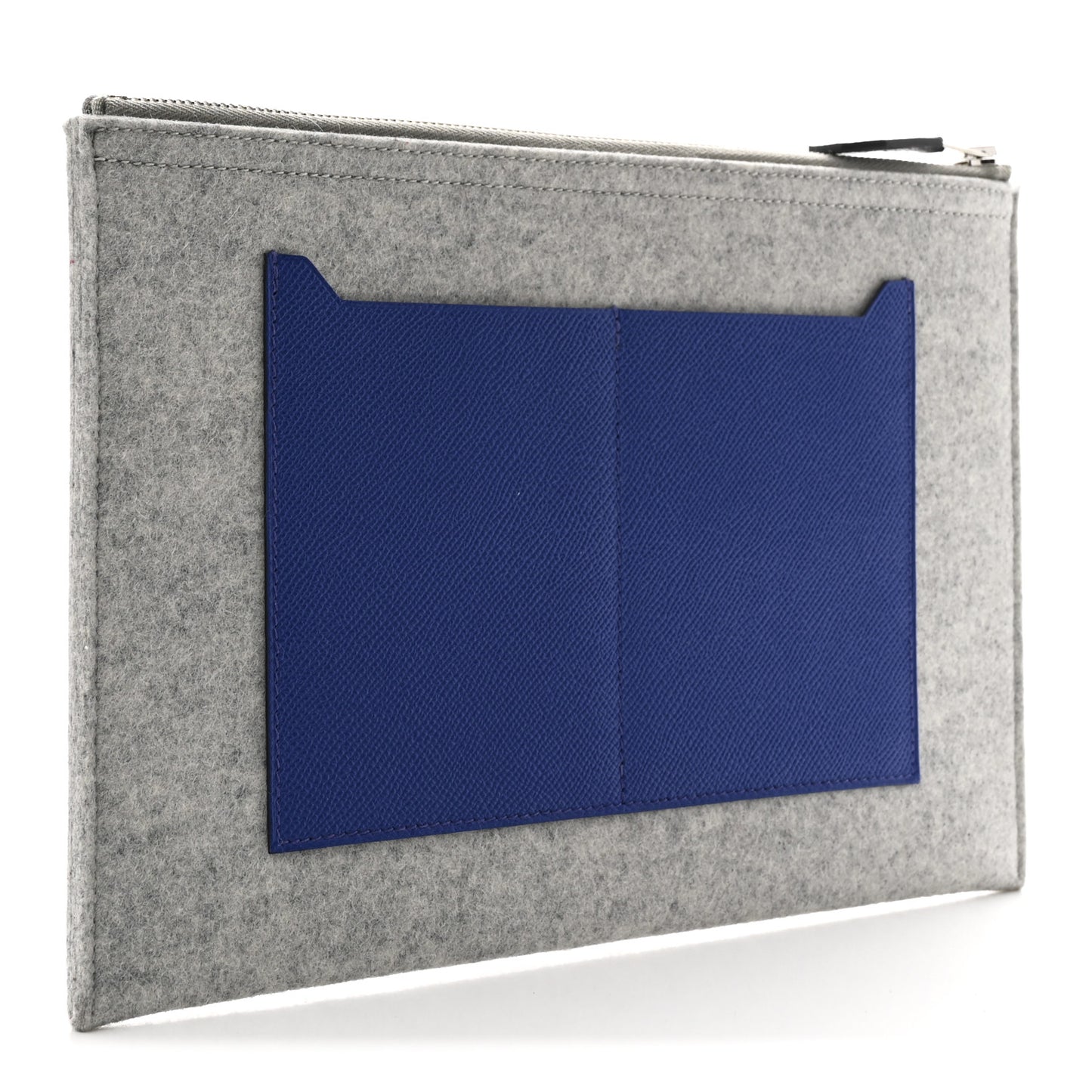 Felt Epsom Colorblock Toodoo 29 Zip Pouch Gris Clair Bleu Electrique Black