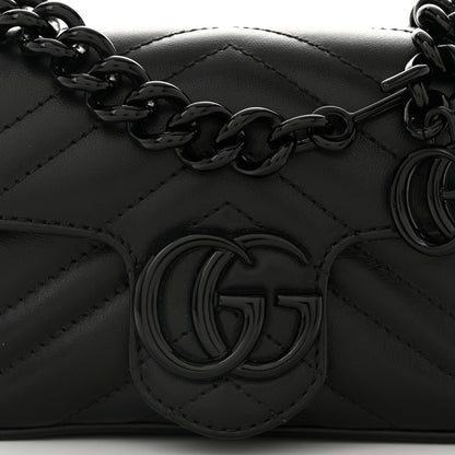 Gucci Calfskin Matelasse Monochrome GG Marmont Chain Belt Bag Black 8 of 10