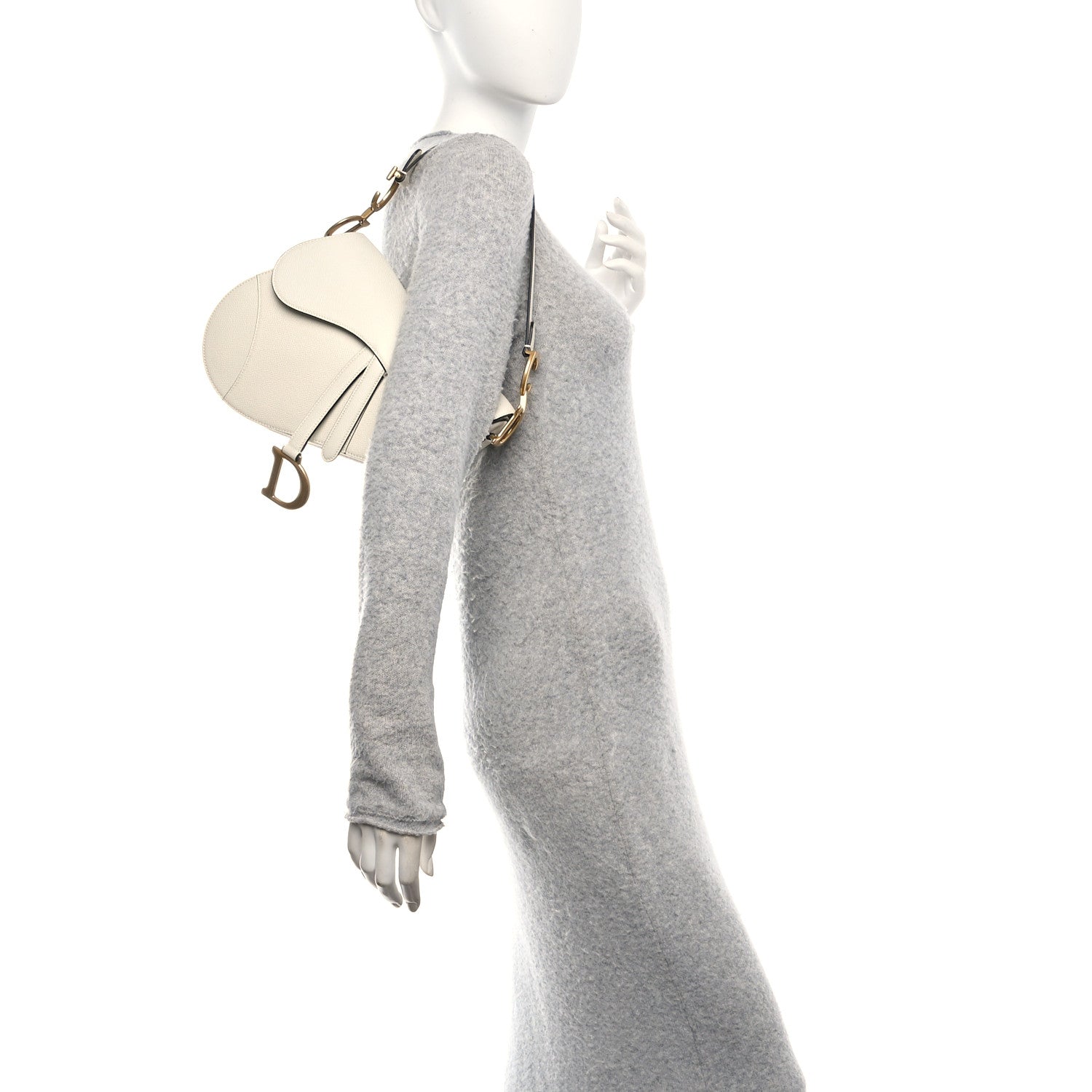 Christian Dior Grained Calfskin Saddle Bag White 2 of 10