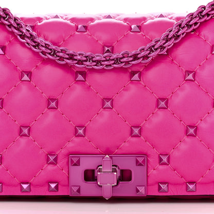 Valentino Garavani Calfskin Lacquer Monochrome Small Rockstud Spike Convertible Shoulder Bag Pink PP 7 of 9