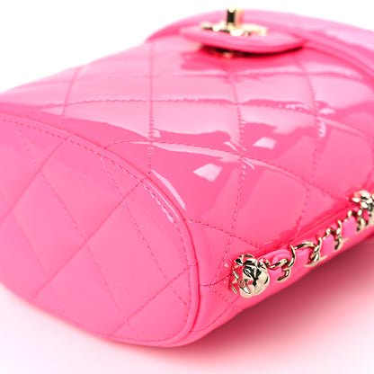 Chanel Patent Quilted CC Vani-Tea Case With Chain Neon Pink 9 of 9