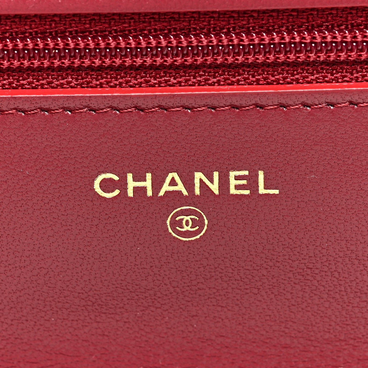 Lambskin Quilted Chanel 19 Wallet On Chain WOC Burgundy