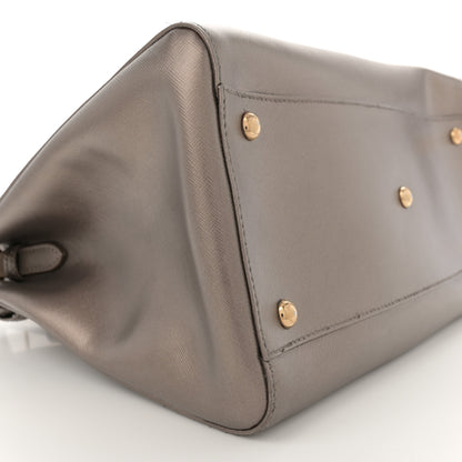 Salvatore Ferragamo Metallic Printed Calfskin Beky Tote Bronze 9 of 15