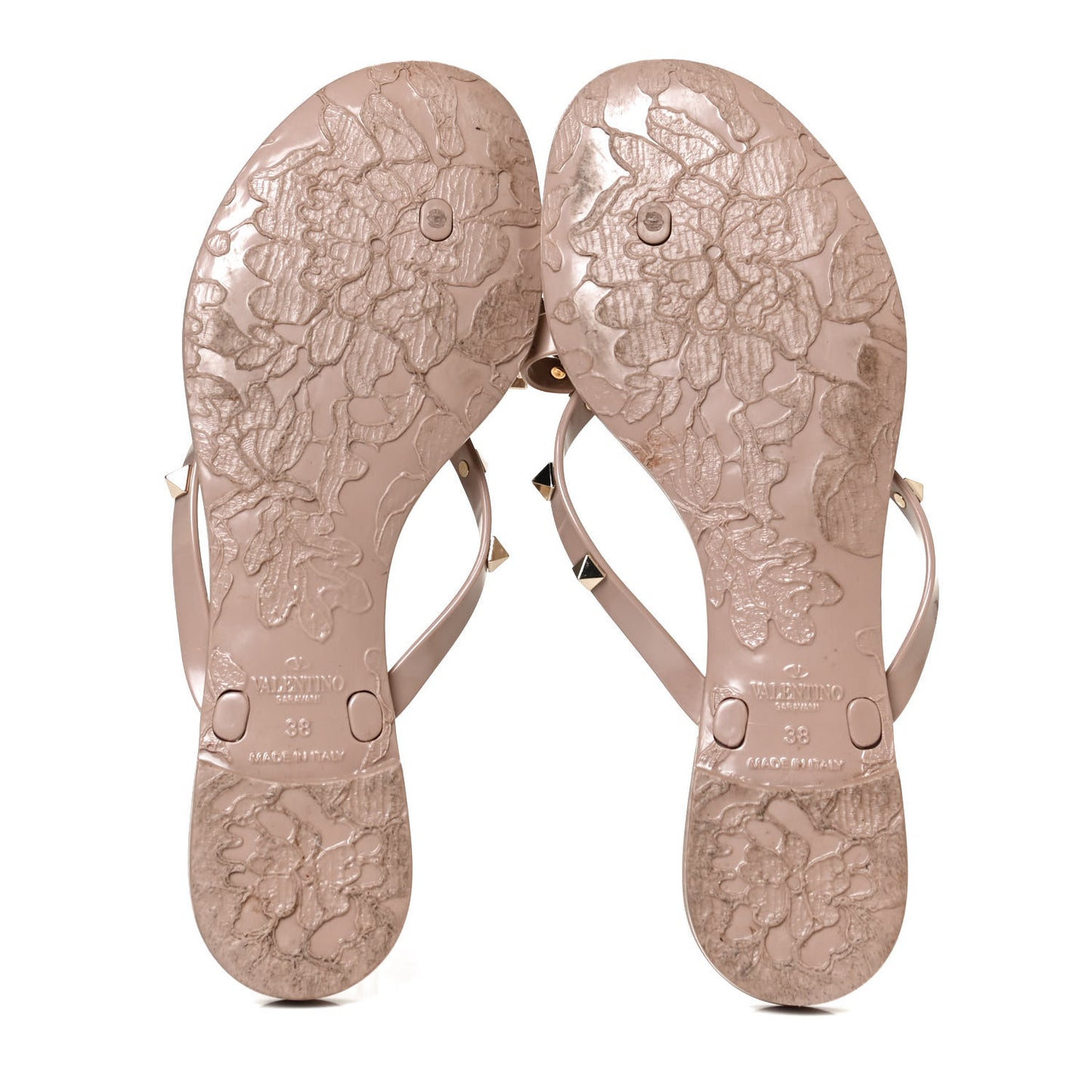 PVC Jelly Rockstud Bow Thong Sandals 38 Poudre