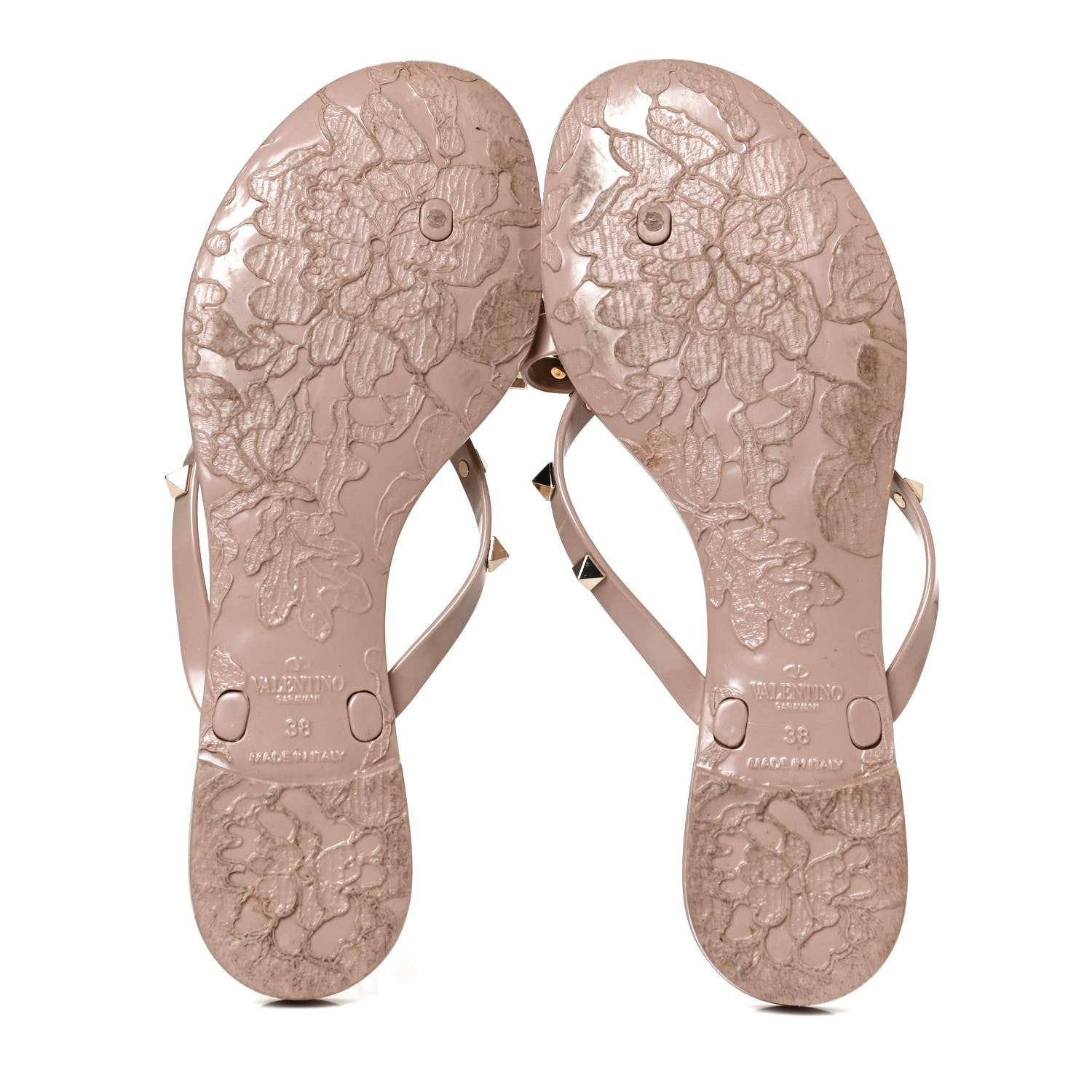 Valentino Garavani PVC Jelly Rockstud Bow Thong Sandals 38 Poudre 7 of 10