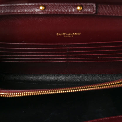 Saint Laurent Grain De Poudre Matelasse Chevron Monogram Chain Wallet Rouge Legion 5 of 8