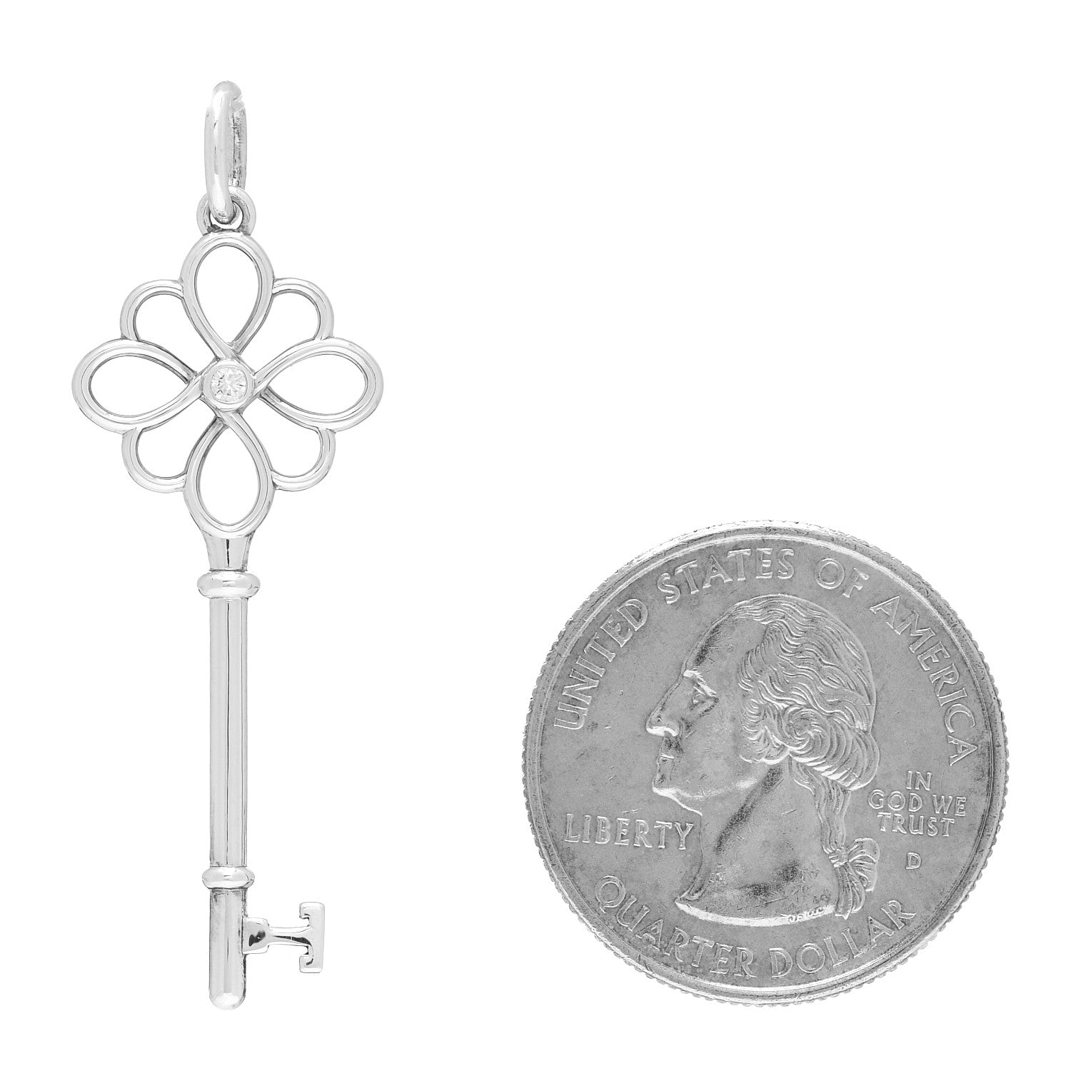 Tiffany Sterling Silver Diamond Knot Key Pendant 2 of 3