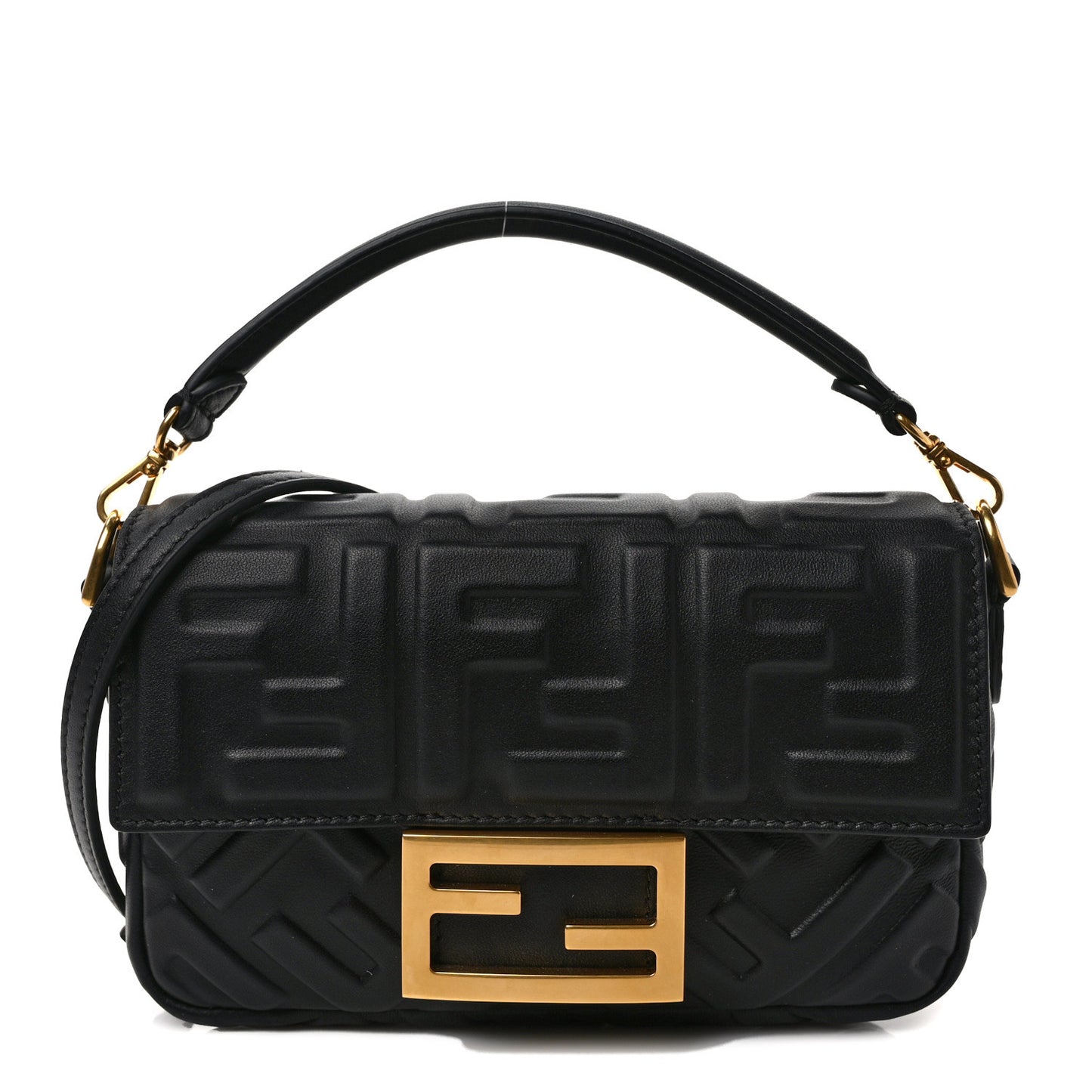 Nappa FF 1974 Embossed Mini Baguette Black