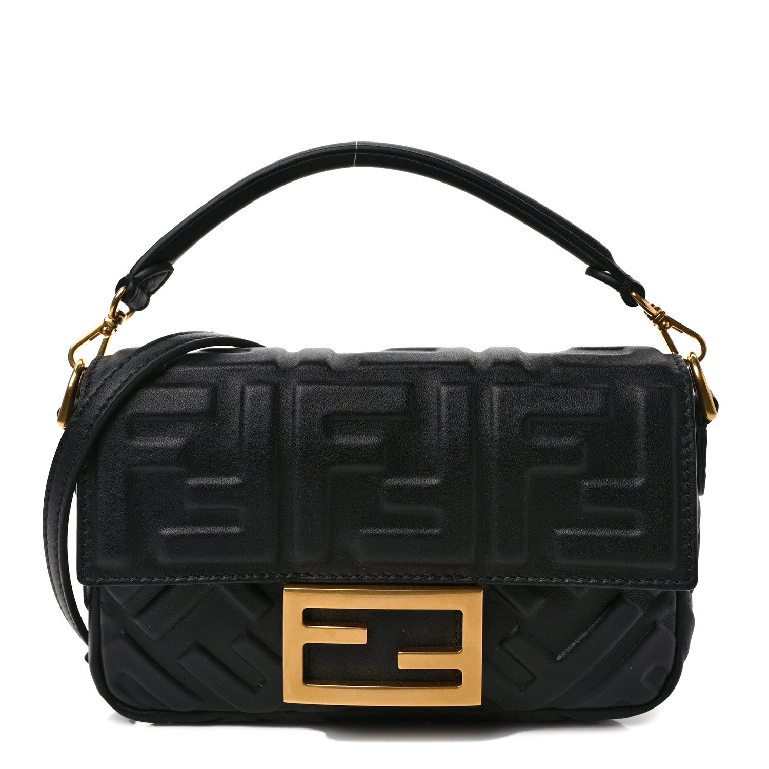 Fendi Nappa FF 1974 Embossed Mini Baguette Black 1 of 10