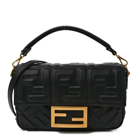 Nappa FF 1974 Embossed Mini Baguette Black