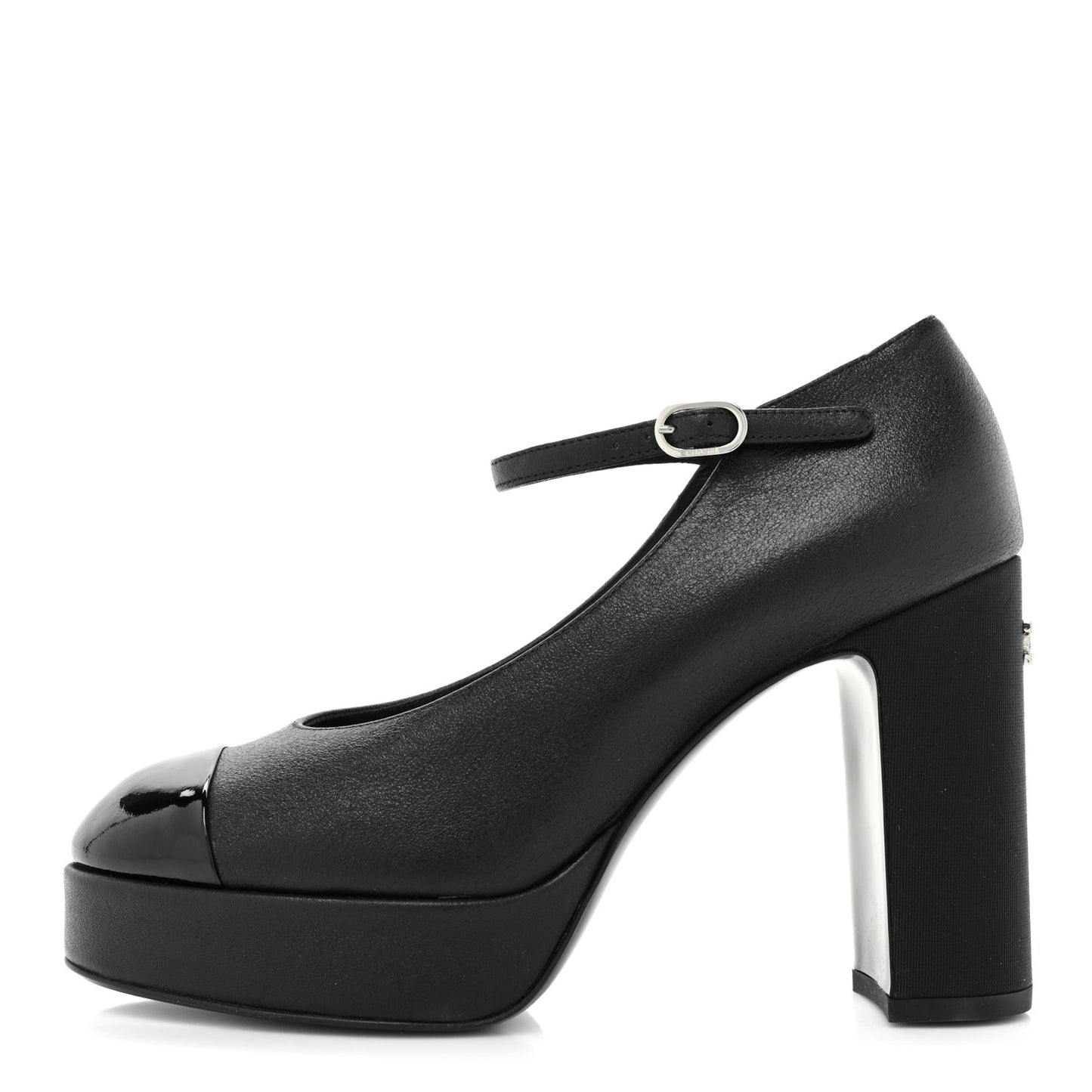Lambskin Patent Cap Toe Mary Jane Platform Pumps 36 Black