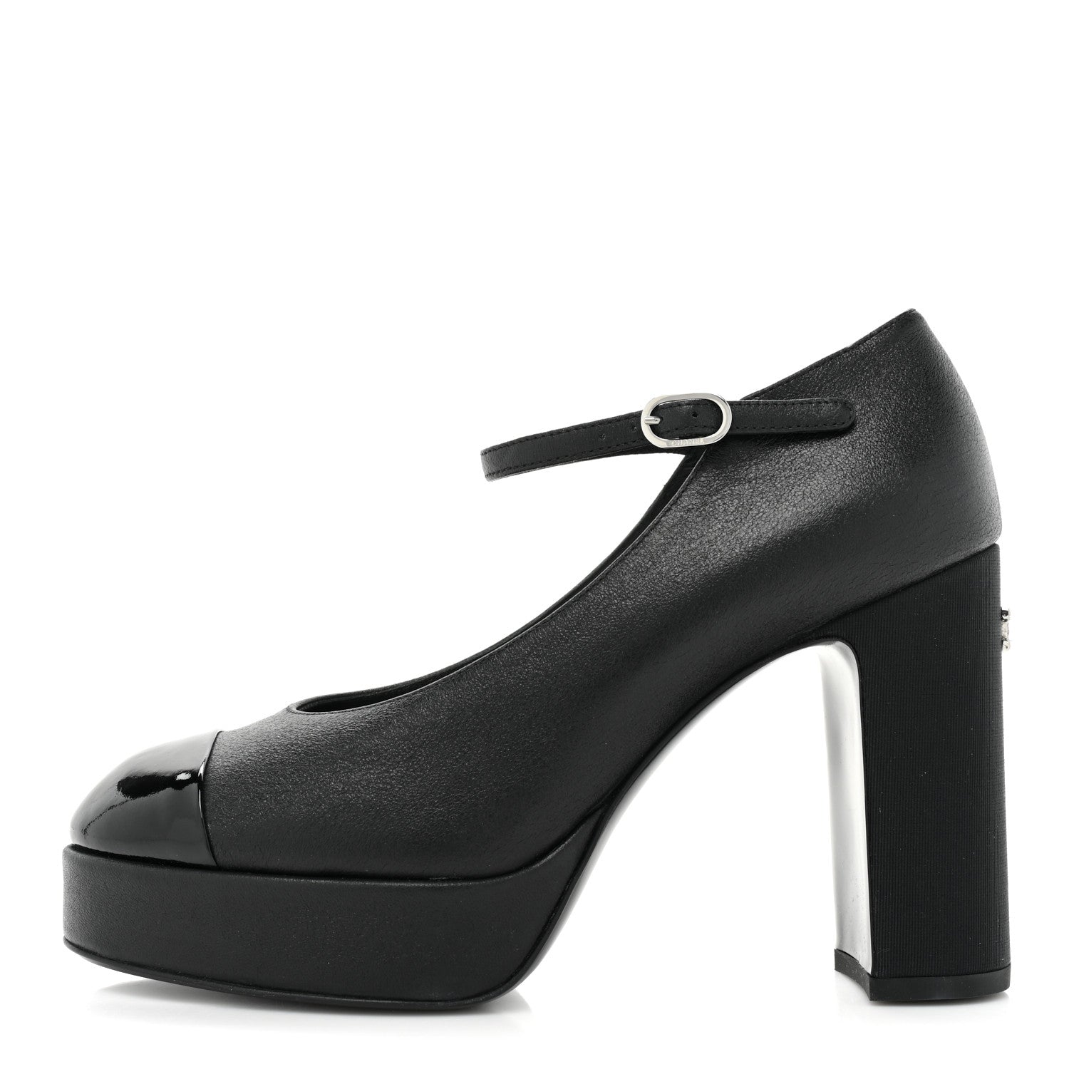 Chanel Lambskin Patent Cap Toe Mary Jane Platform Pumps 36 Black 1 of 10