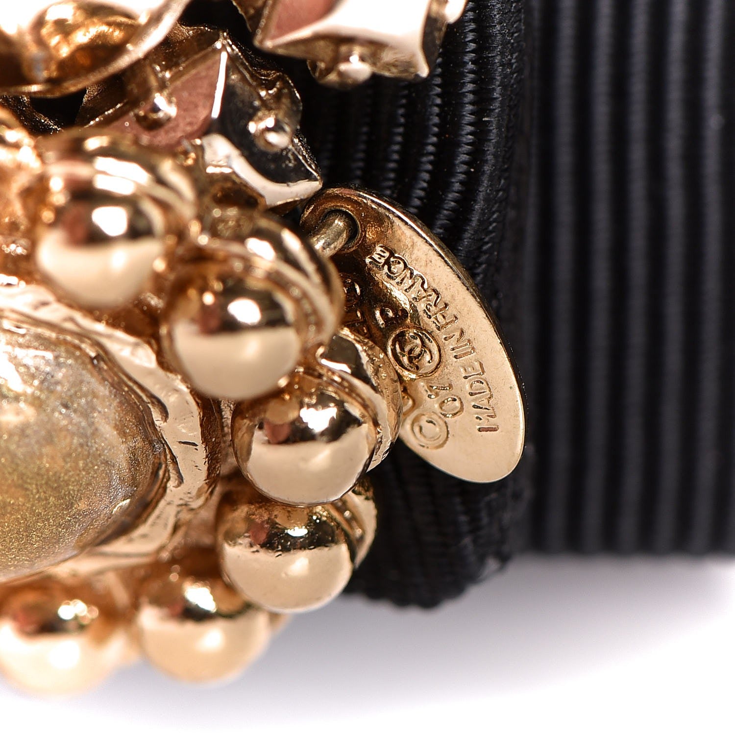 Chanel Gripoix Poured Glass Camellia Bracelet Gold 7 of 8