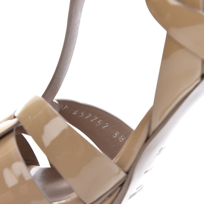 Saint Laurent Patent Tribute 105 Platform Sandals 38.5 Taupe 8 of 8