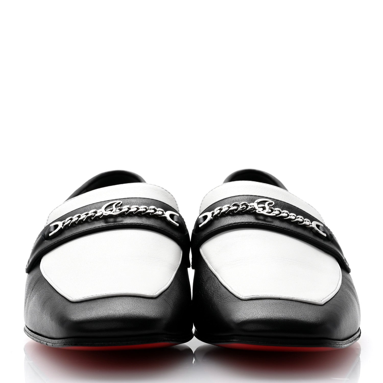 Christian Louboutin Calfskin Womens Loafers 38.5 Black White 2 of 7