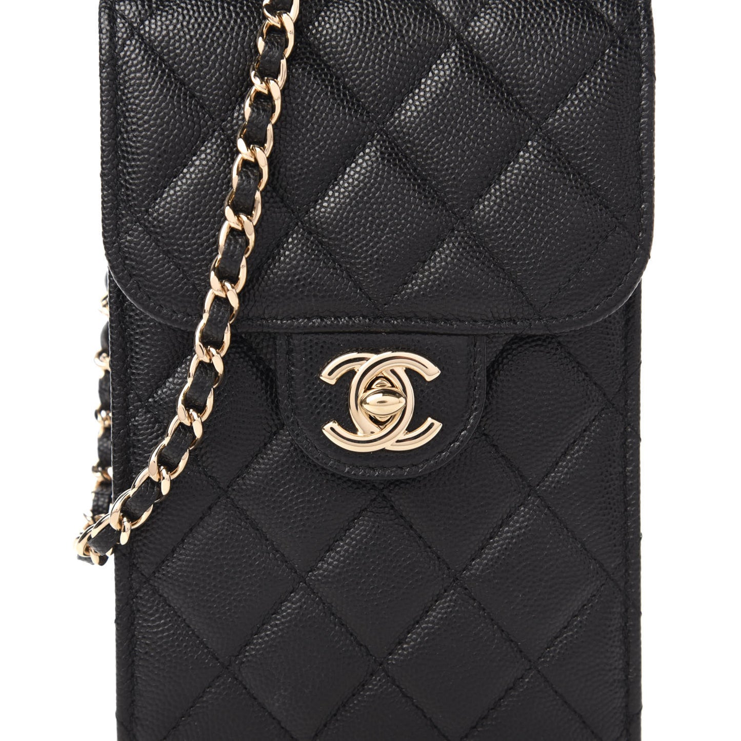 Caviar Quilted Classic Phone Holder Black