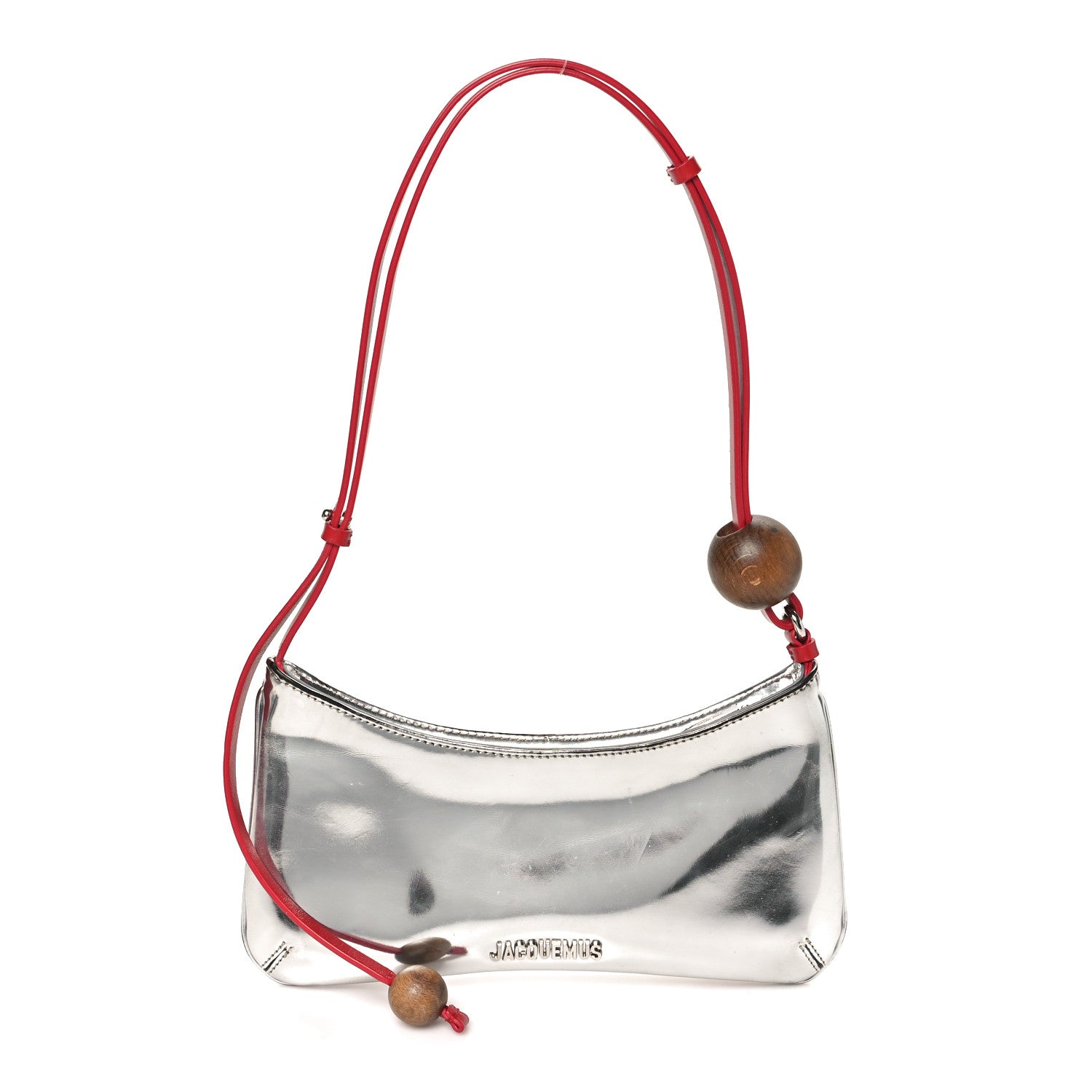 Jacquemus Metallic Calfskin Le Bisou Perle Silver 1 of 9