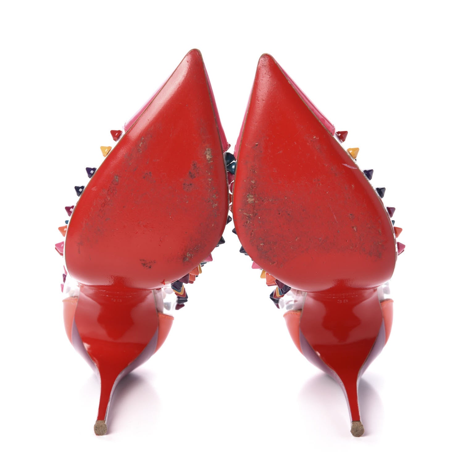 Christian Louboutin Patent PVC Spike Me 100 Pumps 38 Pinky 5 of 10