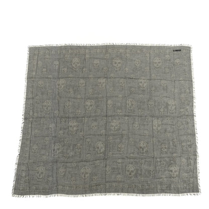 Alexander McQueen Modal Silk Skull Scarf Black Grey 1 of 3