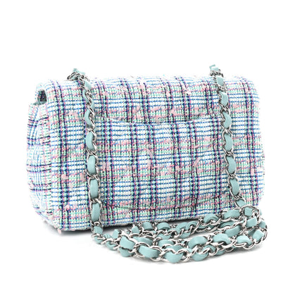 Chanel Tweed Quilted Mini Rectangular Flap Blue 3 of 10