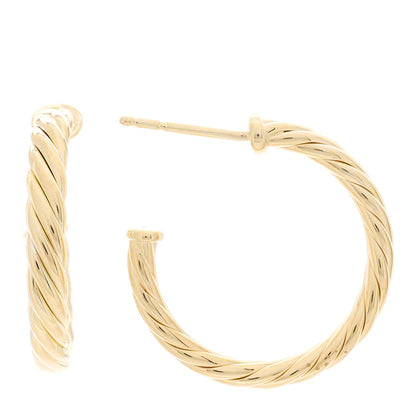 David Yurman 18K Yellow Gold Mini Cablespira Hoop Earrings 1 of 5